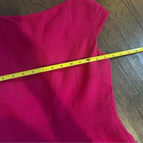 Karen Millen Hot Pink Dress Size 4 Tailored Gold Detail Work Church - Picture 7 of 10